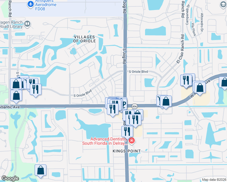 map of restaurants, bars, coffee shops, grocery stores, and more near 14846 Wildflower Lane in Delray Beach