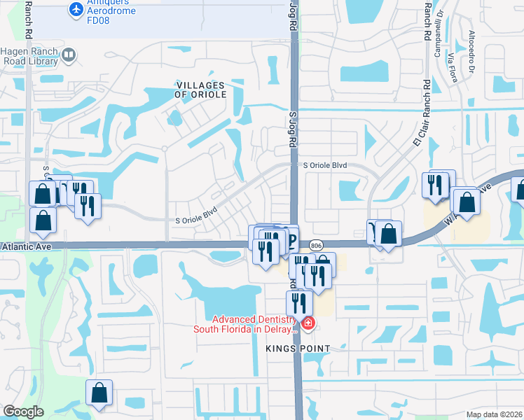 map of restaurants, bars, coffee shops, grocery stores, and more near 6678 Moonlit Drive in Delray Beach