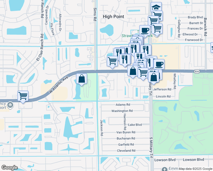 map of restaurants, bars, coffee shops, grocery stores, and more near 14860 Enclave Preserve Circle in Delray Beach
