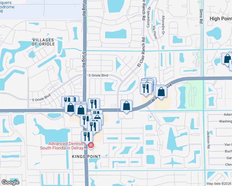 map of restaurants, bars, coffee shops, grocery stores, and more near 14879 Peppermill Lane in Delray Beach