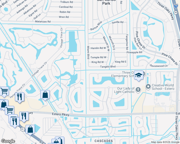 map of restaurants, bars, coffee shops, grocery stores, and more near 9076 Astonia Way in Fort Myers