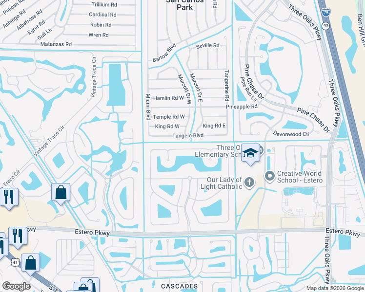 map of restaurants, bars, coffee shops, grocery stores, and more near 9110 Astonia Way in Fort Myers