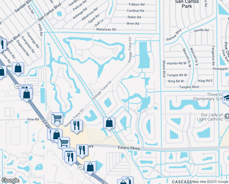 map of restaurants, bars, coffee shops, grocery stores, and more near 8419 Sedonia Circle in Fort Myers