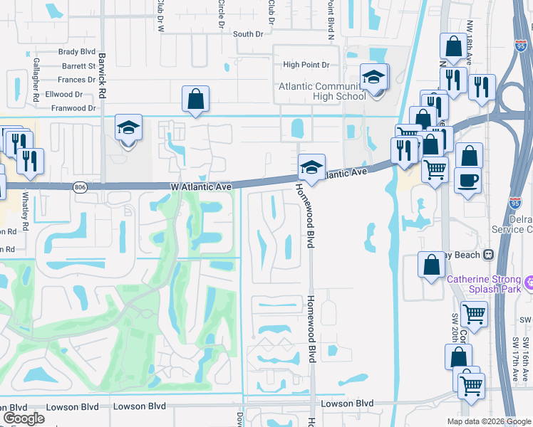 map of restaurants, bars, coffee shops, grocery stores, and more near 233 Southwest 28th Avenue in Delray Beach