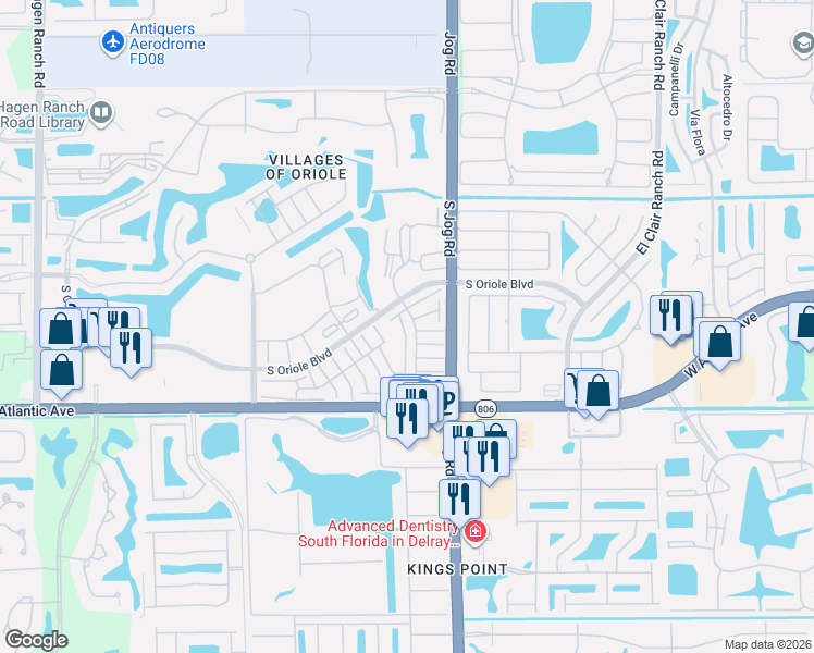 map of restaurants, bars, coffee shops, grocery stores, and more near 14771 Wildflower Lane in Delray Beach