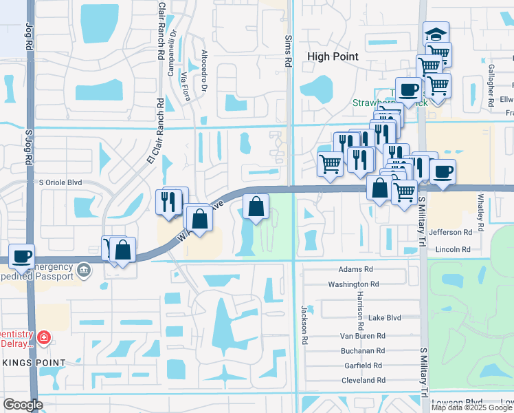 map of restaurants, bars, coffee shops, grocery stores, and more near 5600 Cameron Park in Delray Beach