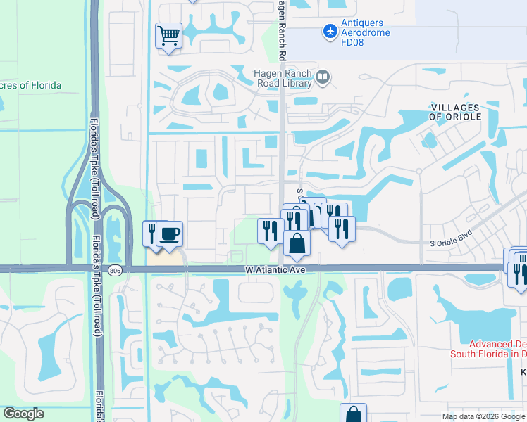 map of restaurants, bars, coffee shops, grocery stores, and more near 14931 Via Porta in Delray Beach