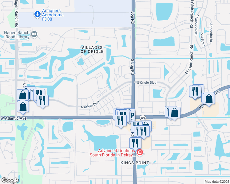 map of restaurants, bars, coffee shops, grocery stores, and more near 14719 Wildflower Lane in Delray Beach