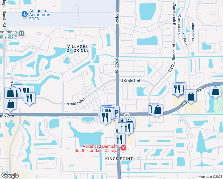 map of restaurants, bars, coffee shops, grocery stores, and more near 14760 Wildflower Lane in Delray Beach