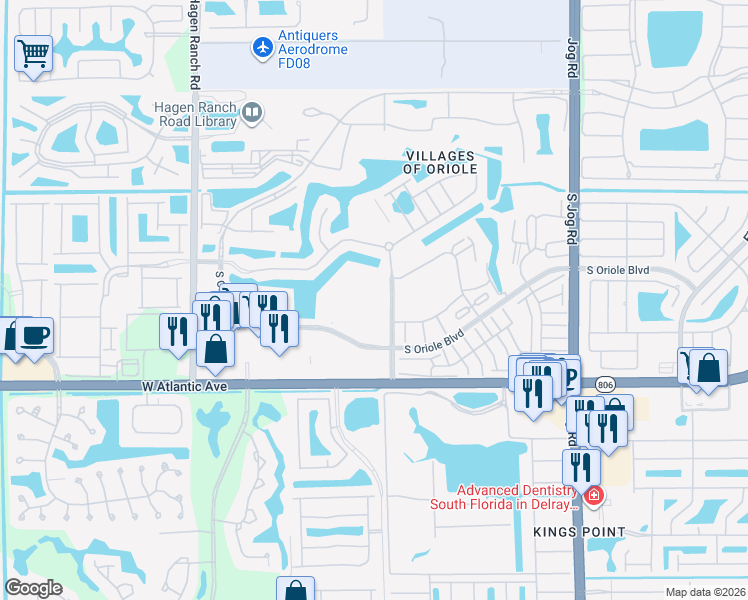 map of restaurants, bars, coffee shops, grocery stores, and more near 14771 Cumberland Drive in Delray Beach
