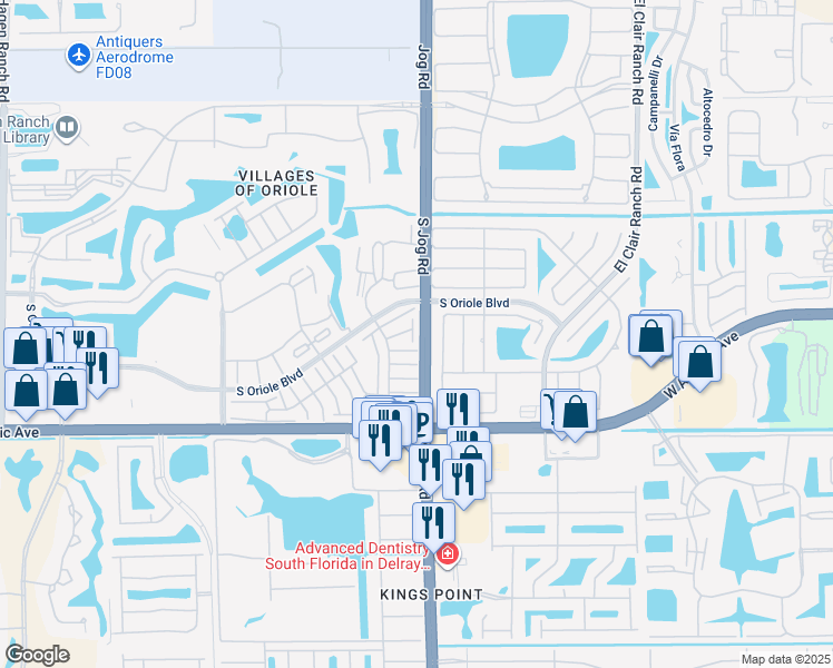map of restaurants, bars, coffee shops, grocery stores, and more near 14760 Wildflower Lane in Delray Beach