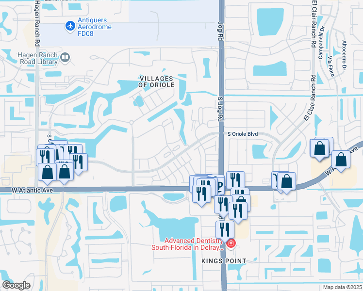 map of restaurants, bars, coffee shops, grocery stores, and more near 2 Abbey Lane in Delray Beach