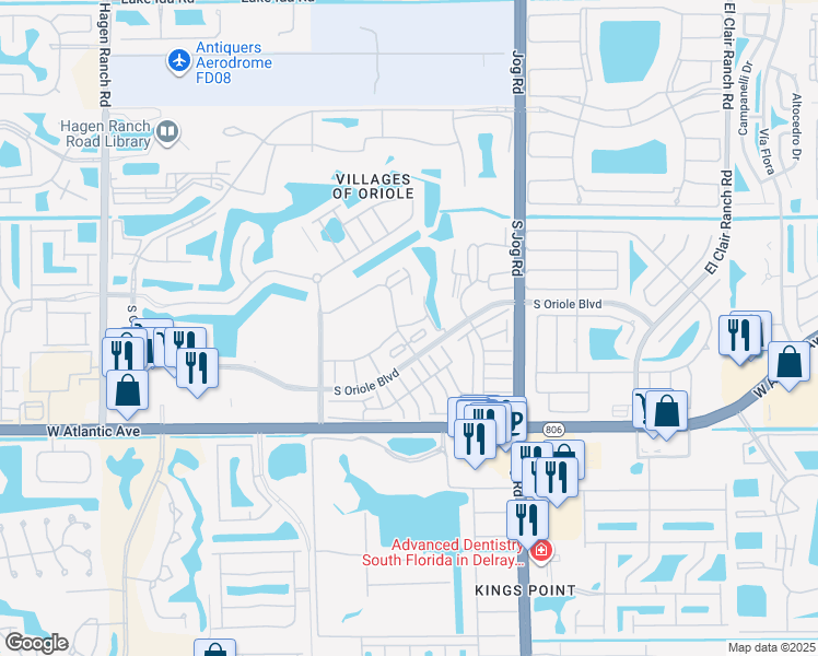 map of restaurants, bars, coffee shops, grocery stores, and more near 2 Abbey Lane in Delray Beach