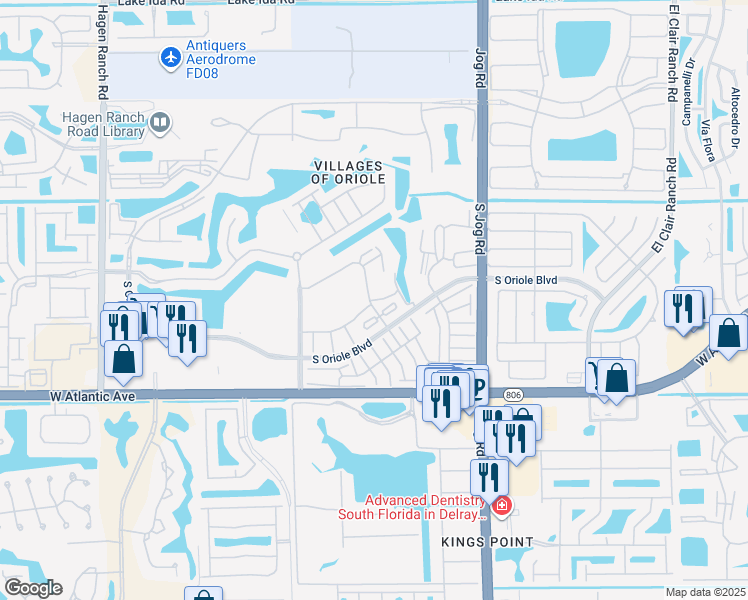 map of restaurants, bars, coffee shops, grocery stores, and more near 2 Abbey Lane in Delray Beach