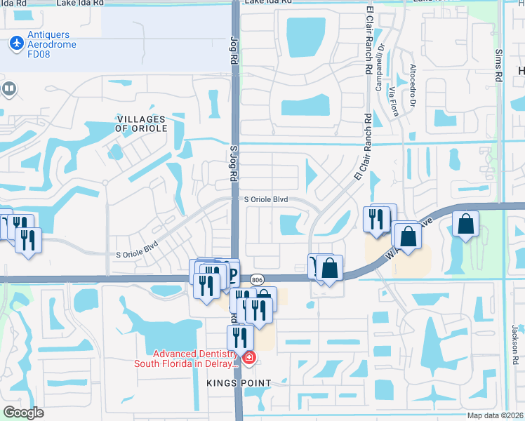map of restaurants, bars, coffee shops, grocery stores, and more near 14734 Wood Lodge Lane in Delray Beach