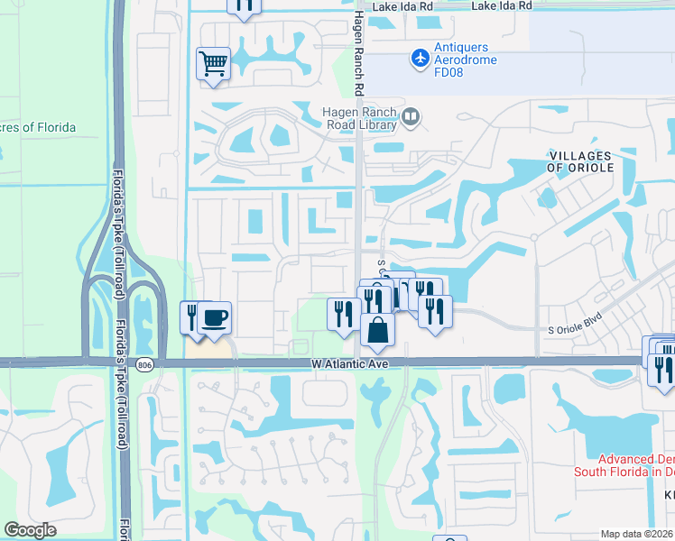 map of restaurants, bars, coffee shops, grocery stores, and more near 14931 Via Porta in Delray Beach