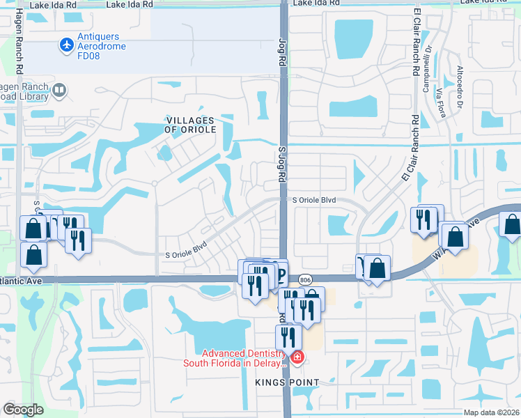 map of restaurants, bars, coffee shops, grocery stores, and more near 14760 Wildflower Lane in Delray Beach
