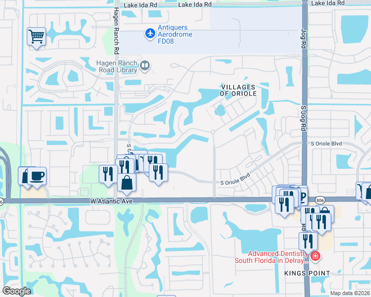map of restaurants, bars, coffee shops, grocery stores, and more near 14773 Cumberland Drive in Delray Beach