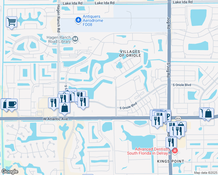 map of restaurants, bars, coffee shops, grocery stores, and more near 14832 Three Ponds Trail in Delray Beach