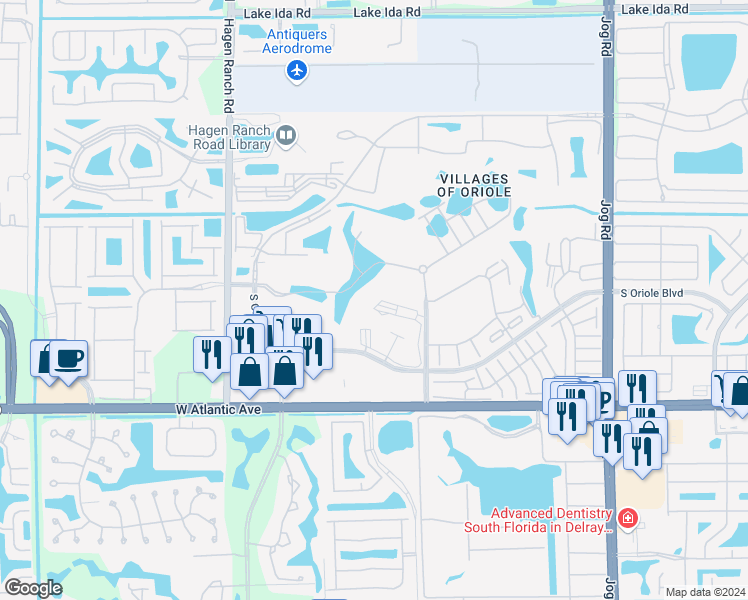 map of restaurants, bars, coffee shops, grocery stores, and more near 14773 Cumberland Drive in Delray Beach