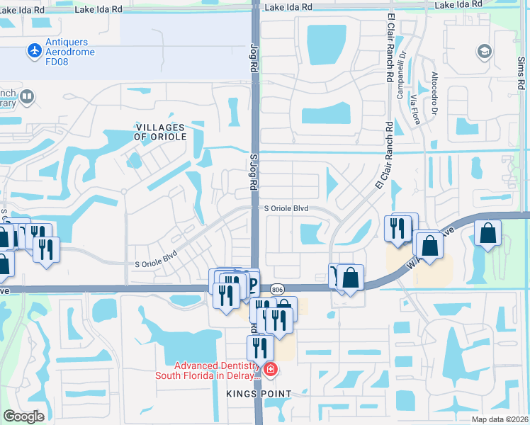 map of restaurants, bars, coffee shops, grocery stores, and more near 6528 Country Wood Way in Delray Beach