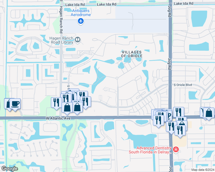 map of restaurants, bars, coffee shops, grocery stores, and more near 14797 Cumberland Drive in Delray Beach
