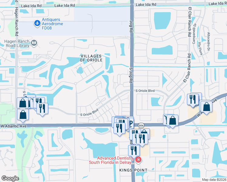 map of restaurants, bars, coffee shops, grocery stores, and more near 146 Bonaire Boulevard in Delray Beach
