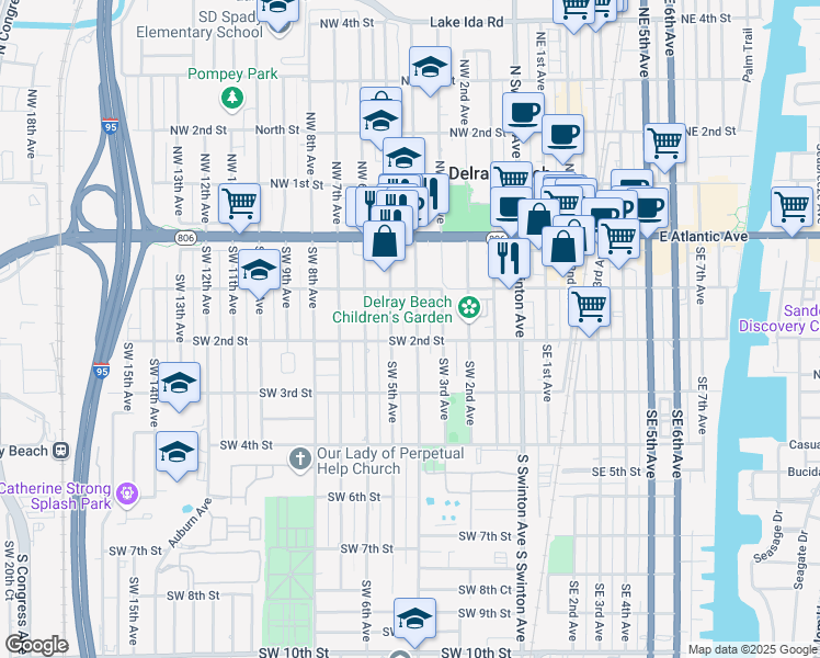 map of restaurants, bars, coffee shops, grocery stores, and more near 140 Southwest 4th Avenue in Delray Beach