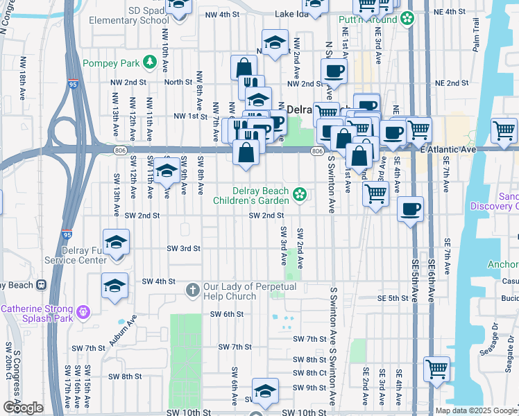 map of restaurants, bars, coffee shops, grocery stores, and more near 140 Southwest 4th Avenue in Delray Beach