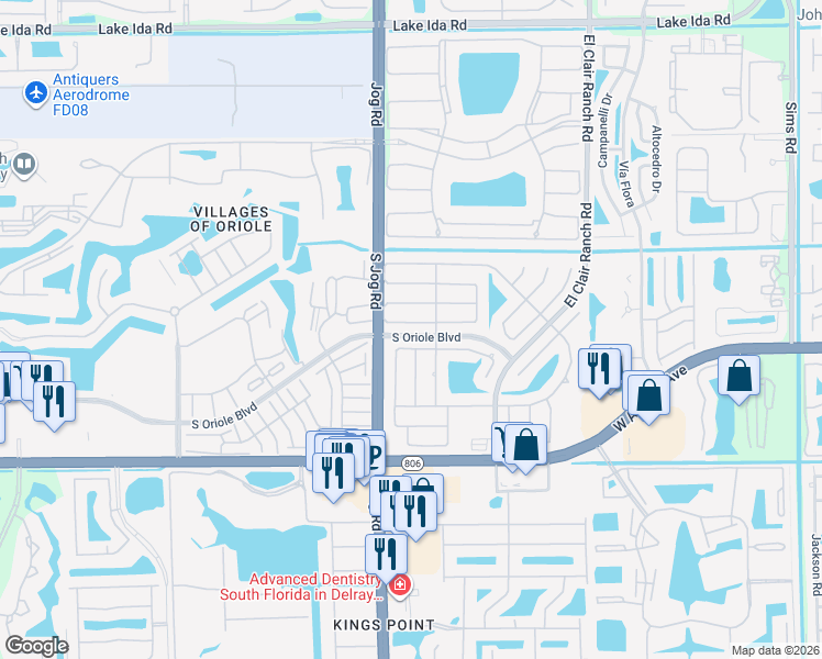 map of restaurants, bars, coffee shops, grocery stores, and more near 6528 Country Wood Way in Delray Beach