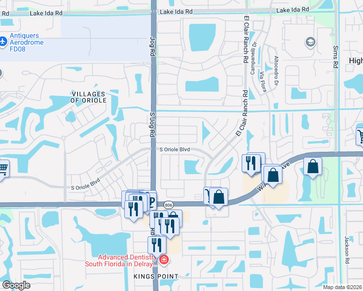 map of restaurants, bars, coffee shops, grocery stores, and more near 6578 Country Wood Way in Delray Beach