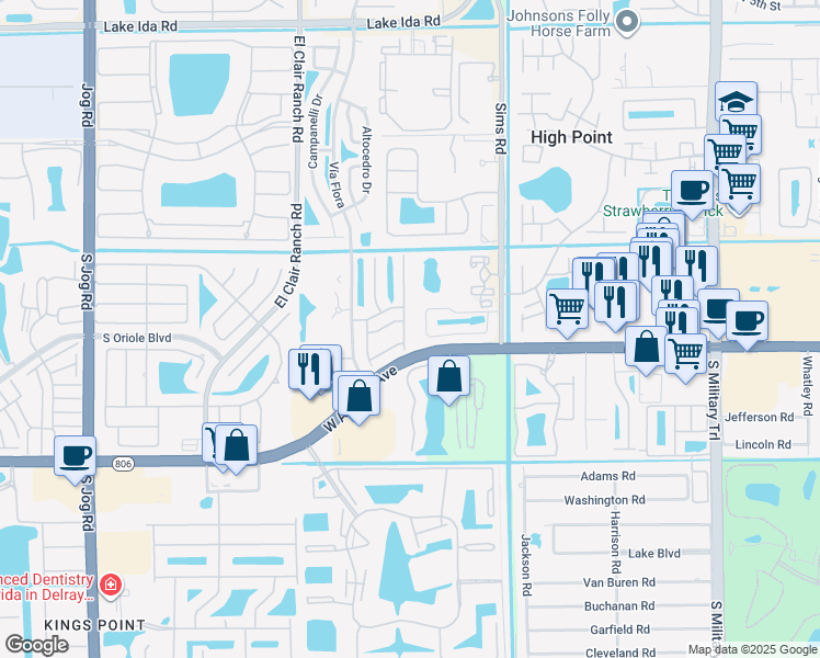 map of restaurants, bars, coffee shops, grocery stores, and more near 14686 Lucy Dr in Delray Beach
