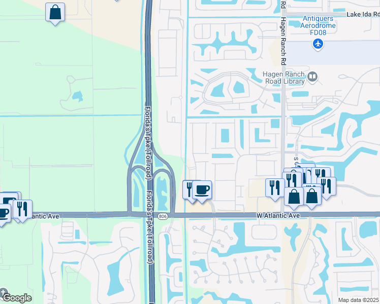 map of restaurants, bars, coffee shops, grocery stores, and more near 14623 Alabaster Avenue in Delray Beach