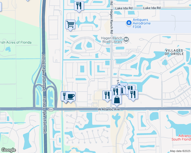 map of restaurants, bars, coffee shops, grocery stores, and more near 14587 Barletta Way in Delray Beach