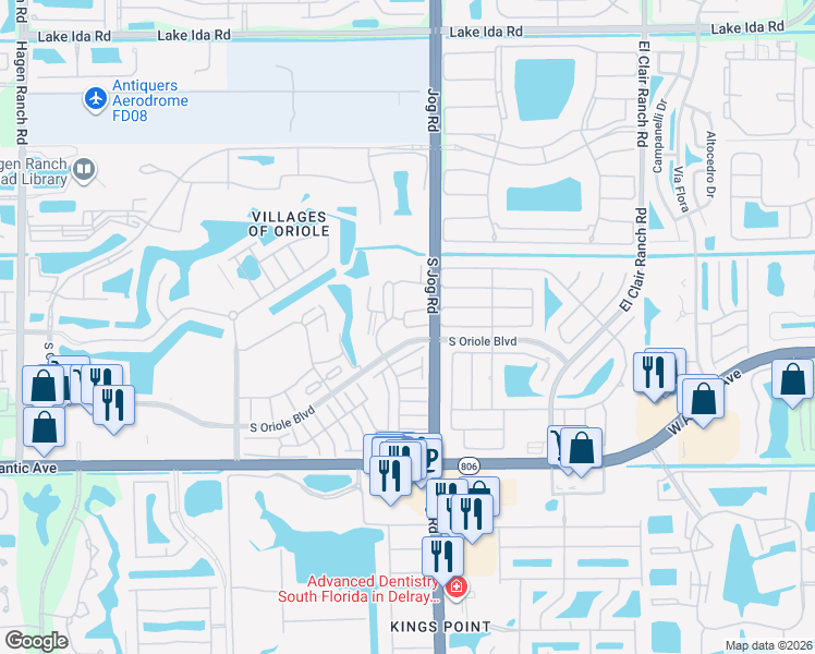map of restaurants, bars, coffee shops, grocery stores, and more near 14672 Bonaire Boulevard in Delray Beach
