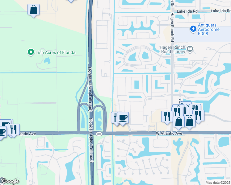 map of restaurants, bars, coffee shops, grocery stores, and more near 14611 Alabaster Avenue in Delray Beach