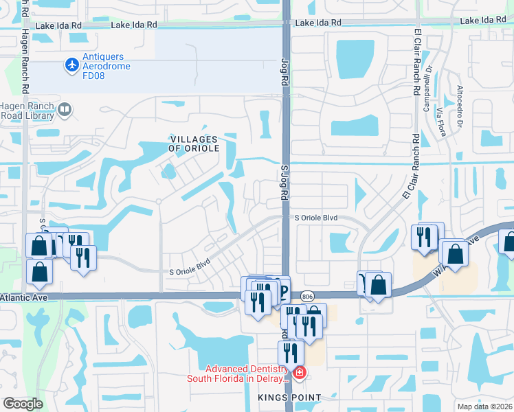 map of restaurants, bars, coffee shops, grocery stores, and more near 146 Bonaire Boulevard in Delray Beach