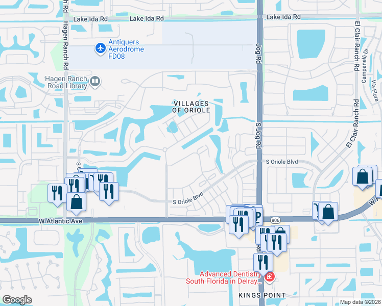 map of restaurants, bars, coffee shops, grocery stores, and more near 25 Abbey Lane in Delray Beach