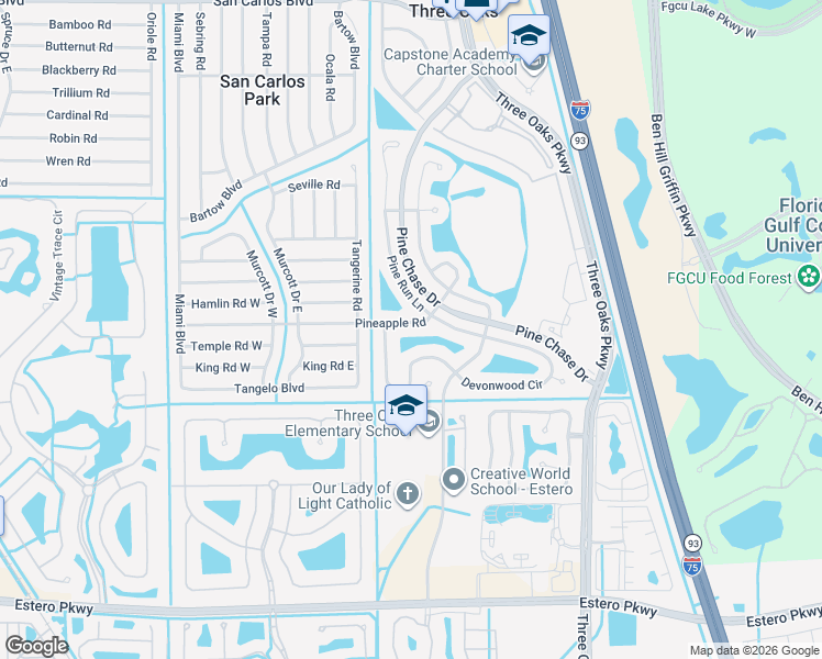 map of restaurants, bars, coffee shops, grocery stores, and more near 9363 Windlake Drive in Fort Myers
