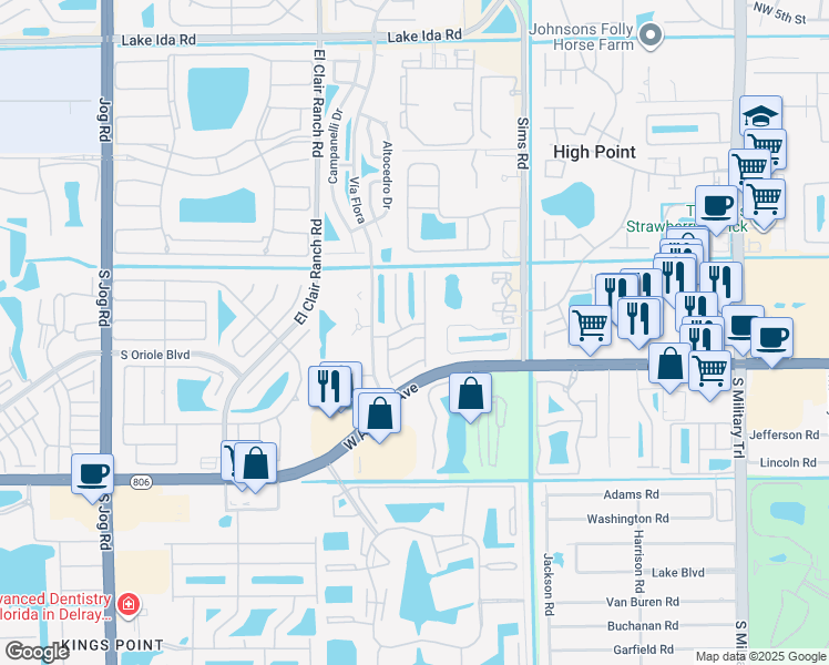 map of restaurants, bars, coffee shops, grocery stores, and more near 14686 Lucy Drive in Delray Beach