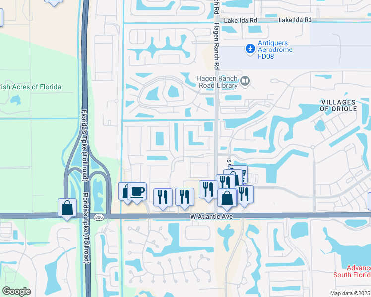 map of restaurants, bars, coffee shops, grocery stores, and more near 14587 Barletta Way in Delray Beach