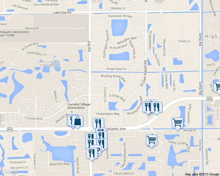 map of restaurants, bars, coffee shops, grocery stores, and more near 6334 Country Wood Way in Delray Beach