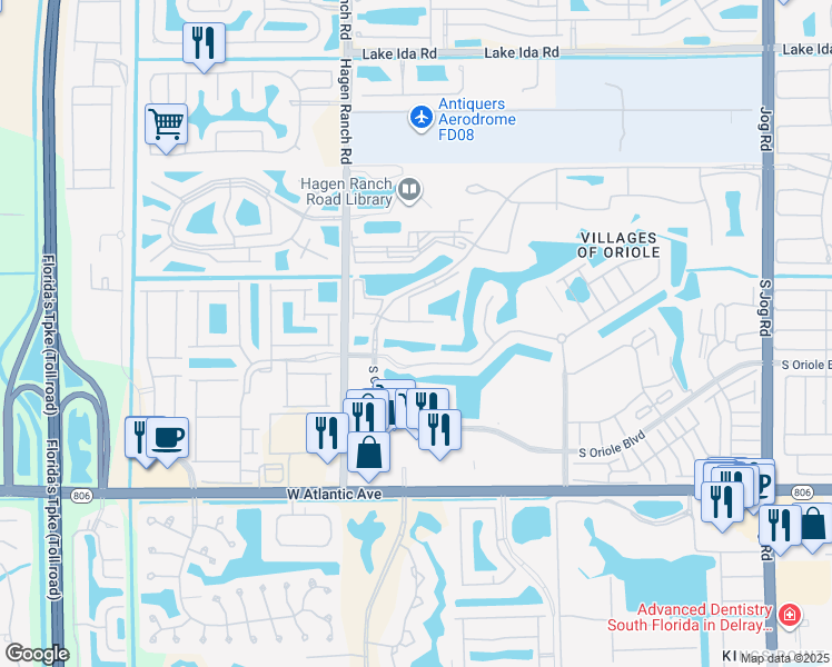 map of restaurants, bars, coffee shops, grocery stores, and more near 7290 Kinghurst Drive in Delray Beach