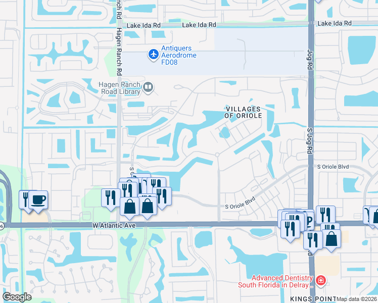map of restaurants, bars, coffee shops, grocery stores, and more near 14899 Three Ponds Trail in Delray Beach