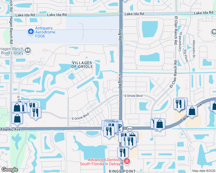 map of restaurants, bars, coffee shops, grocery stores, and more near 14623 Bonaire Boulevard in Delray Beach
