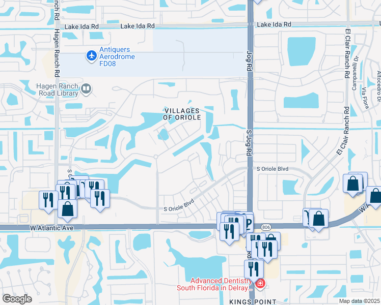 map of restaurants, bars, coffee shops, grocery stores, and more near 25 Abbey Lane in Delray Beach