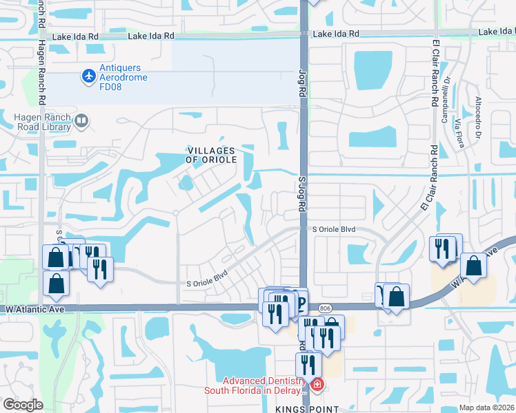 map of restaurants, bars, coffee shops, grocery stores, and more near 14623 Bonaire Boulevard in Delray Beach