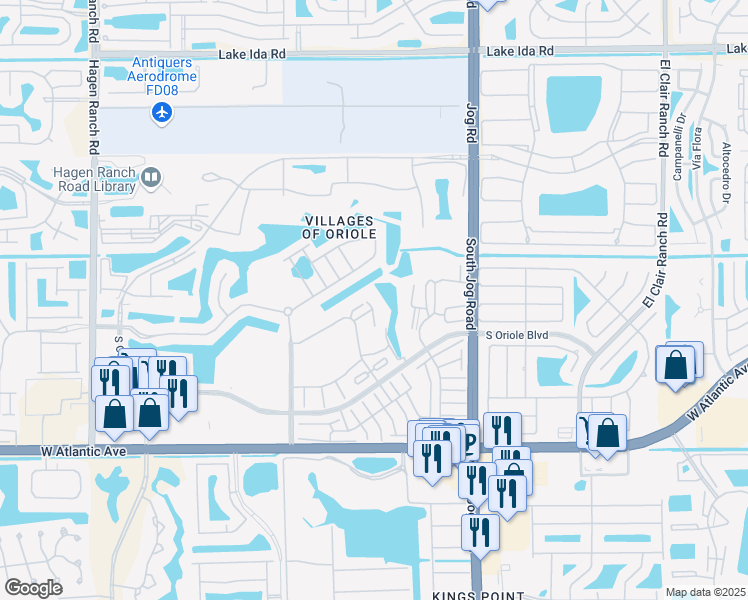 map of restaurants, bars, coffee shops, grocery stores, and more near 22 Abbey Lane in Delray Beach