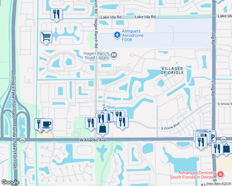 map of restaurants, bars, coffee shops, grocery stores, and more near 7260 Kinghurst Drive in Delray Beach