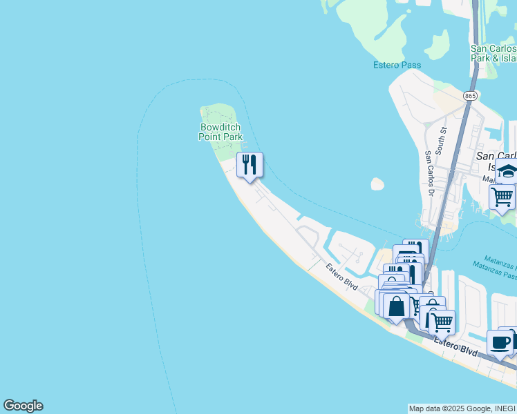 map of restaurants, bars, coffee shops, grocery stores, and more near 324 Estero Boulevard in Fort Myers Beach